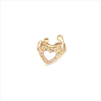 10K Diamond Heart Mother Child Love Symbol Yellow Gold Pendant