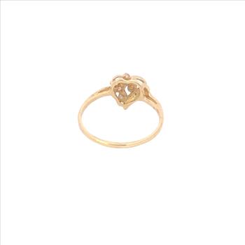 10K Diamond Heart Petal Cluster Love Symbol Yellow Gold Ring, Size 7.25