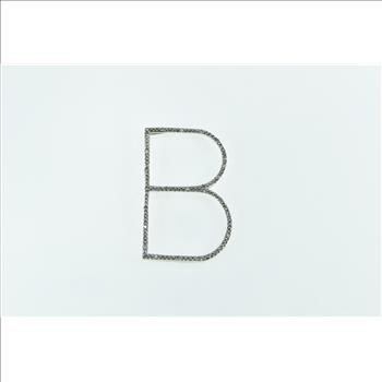 10K Diamond Inset B Letter Initial Monogram White Gold Pendant