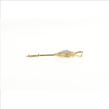 10K Diamond Inset Filigree Heart Skeleton Key Yellow Gold Pendant