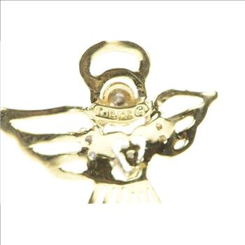 10K Diamond Inset Guardian Angel Protection Yellow Gold Pendant