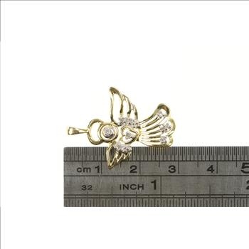 10K Diamond Inset Guardian Angel Protection Yellow Gold Pendant
