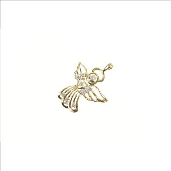 10K Diamond Inset Guardian Angel Protection Yellow Gold Pendant