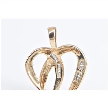 10K Diamond Inset Heart Love Symbol Vintage Yellow Gold Pendant