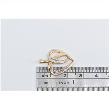 10K Diamond Inset Heart Love Symbol Vintage Yellow Gold Pendant