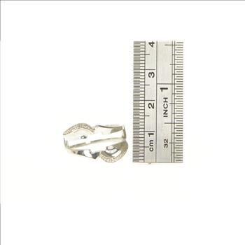 10K Diamond Inset Wrap Wedding Band Guard White Gold Ring, Size 6.75