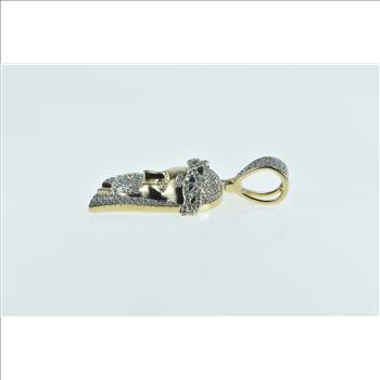 10K Diamond Jesus Christ Crown of Thorns Yellow Gold Pendant