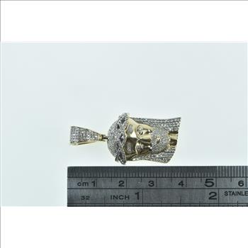 10K Diamond Jesus Christ Crown of Thorns Yellow Gold Pendant