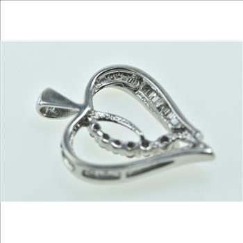 10K Diamond Loop Heart Love Symbol Romantic White Gold Pendant