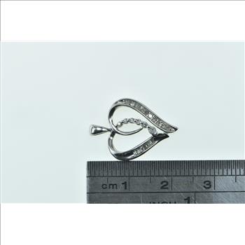 10K Diamond Loop Heart Love Symbol Romantic White Gold Pendant