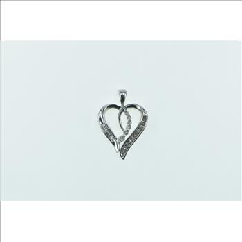 10K Diamond Loop Heart Love Symbol Romantic White Gold Pendant