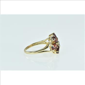 10K Diamond Oval Garnet Vintage Cluster Yellow Gold Ring, Size 7.75