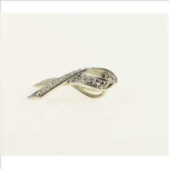 10K Diamond Ribbon Bow Memory Awareness White Gold Pendant