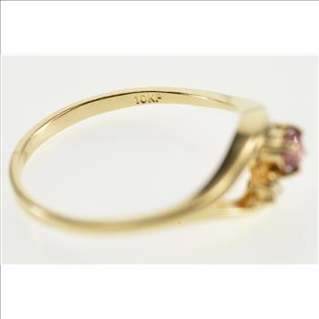 10K Diamond Ruby Inset Wavy Freeform Yellow Gold Ring, Size 5.5