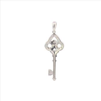 10K Diamond Skeleton Key Loyalty Symbol White Gold Pendant