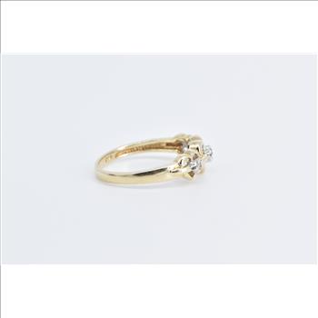 10K Diamond Three Heart Love Symbol Promise Yellow Gold Ring, Size 7