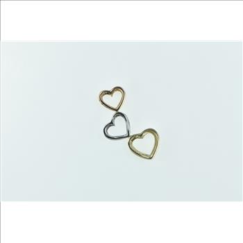 10K Diamond Tri Tone Tiered Heart Love Symbol Yellow Gold Pendant