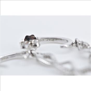 10K Diamond Twist Spiral Dangle Fashion White Gold Earrings