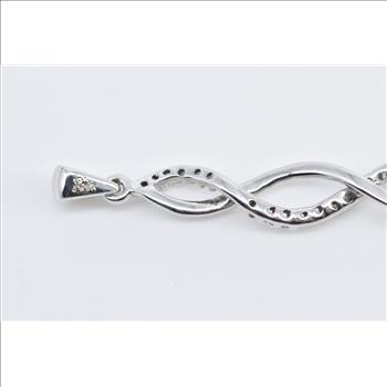 10K Diamond Twist Spiral Dangle Fashion White Gold Pendant