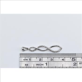 10K Diamond Twist Spiral Dangle Fashion White Gold Pendant