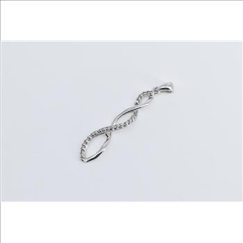 10K Diamond Twist Spiral Dangle Fashion White Gold Pendant