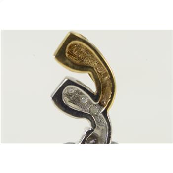 10K Diamond Two Tone Wavy Loop Vintage White Gold Charm/Pendant