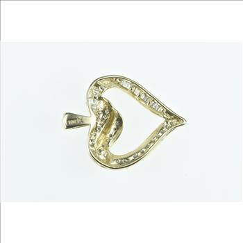 10K Diamond Vintage Heart Love Symbol Yellow Gold Pendant