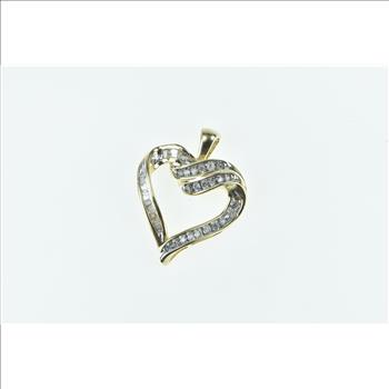 10K Diamond Vintage Heart Love Symbol Yellow Gold Pendant