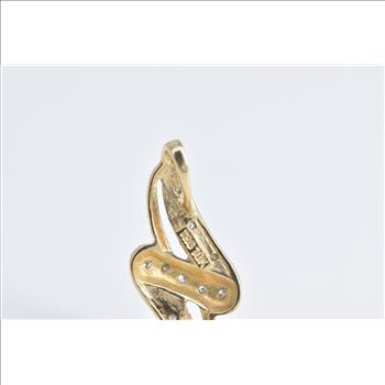 10K Diamond Vintage Wavy Fashion Statement Yellow Gold Pendant