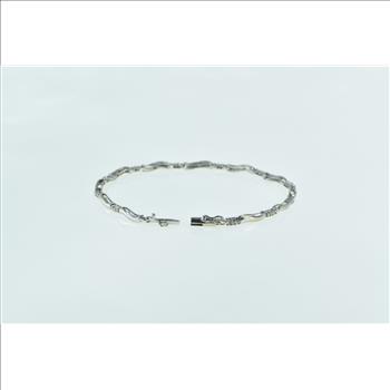 10K Diamond Wavy Bar Link Statement Chain White Gold Bracelet 7.25