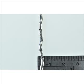 10K Diamond Wavy Bar Link Statement Chain White Gold Bracelet 7..25