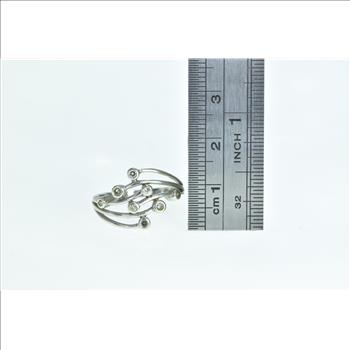 10K Diamond Wavy Vintage Statement Band White Gold Ring, Size 7