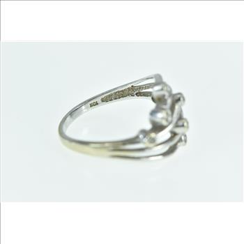 10K Diamond Wavy Vintage Statement Band White Gold Ring, Size 7