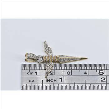 10K Diamond Winged Dagger Throwing Knife Yellow Gold Charm/Pendant