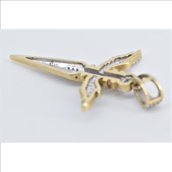 10K Diamond Winged Dagger Throwing Knife Yellow Gold Charm/Pendant