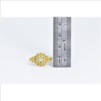 10K Diamond Yellow Sapphire Cluster Statement Yellow Gold Ring, Size 7