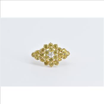 10K Diamond Yellow Sapphire Cluster Statement Yellow Gold Ring, Size 7