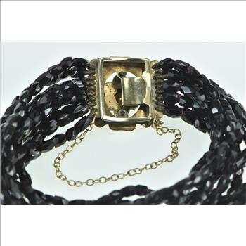 10K Elaborate Victorian Layered Garnet Box Clasp Yellow Gold Bracelet 6