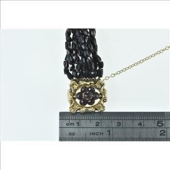 10K Elaborate Victorian Layered Garnet Box Clasp Yellow Gold Bracelet 6