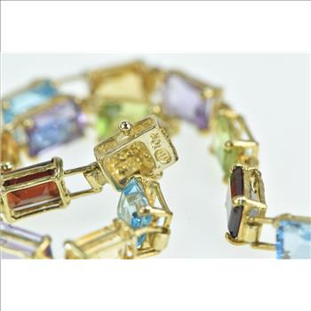 10K Emerald Cut Gemstone Rainbow Bracelet Yellow Gold Bracelet 6.75