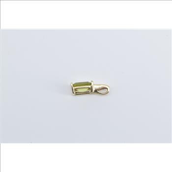 10K Emerald Cut Peridot Vintage Solitaire Statement Yellow Gold Pendant