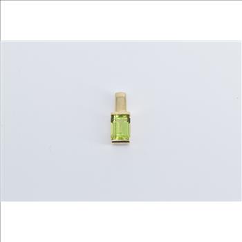 10K Emerald Cut Peridot Vintage Solitaire Statement Yellow Gold Pendant