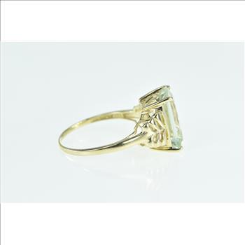 10K Emerald Cut Quartz Solitaire Statement Yellow Gold Ring, Size 11