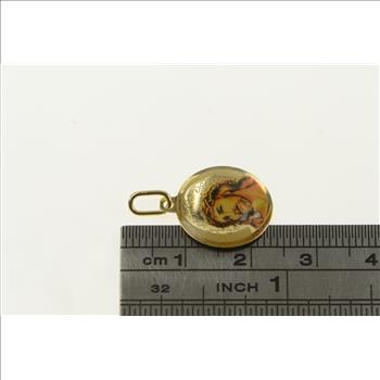 10K Enamel Jesus Christ Crown of Thorns Christian Yellow Gold Charm/Pendant