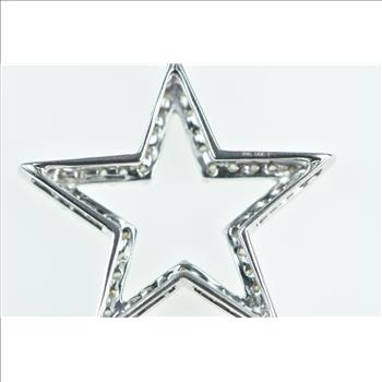 10K Five Pointed Star Diamond Statement White Gold Pendant