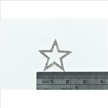 10K Five Pointed Star Diamond Statement White Gold Pendant