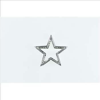10K Five Pointed Star Diamond Statement White Gold Pendant