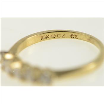 10K Five Stone Classic Stackable CZ Band Yellow Gold Ring, Size 6.25