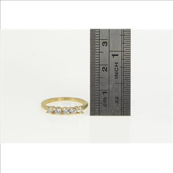 10K Five Stone Classic Stackable CZ Band Yellow Gold Ring, Size 6.25