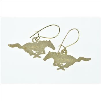 10K Ford Mustang Symbol Horse Sports Car Yellow Gold Earrings